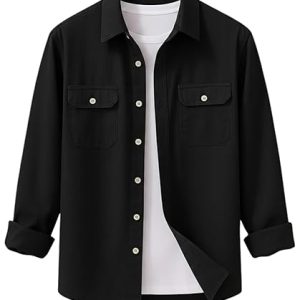 DEELMO Men’s Stylish Cotton Blend Casual Shirt || Full Sleeve Button-Down Shirt with Dual Flap Pockets || Comfortable Breathable Fabric || Perfect for Casual Office and Outing Wear