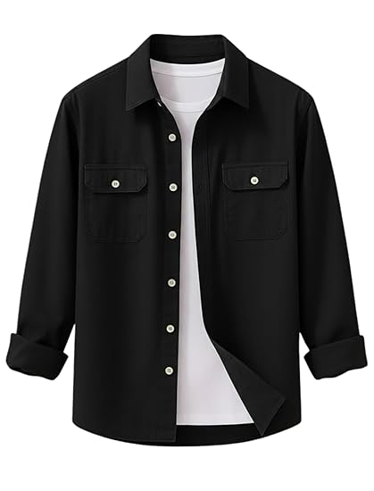 DEELMO Men’s Stylish Cotton Blend Casual Shirt || Full Sleeve Button-Down Shirt with Dual Flap Pockets || Comfortable Breathable Fabric || Perfect for Casual Office and Outing Wear
